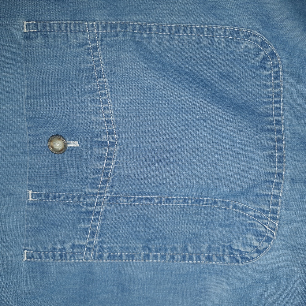 Mens Size Chest 52-53" Collar 47cm Vintage Light Blue Denim Shirt - Picture 3 of 10